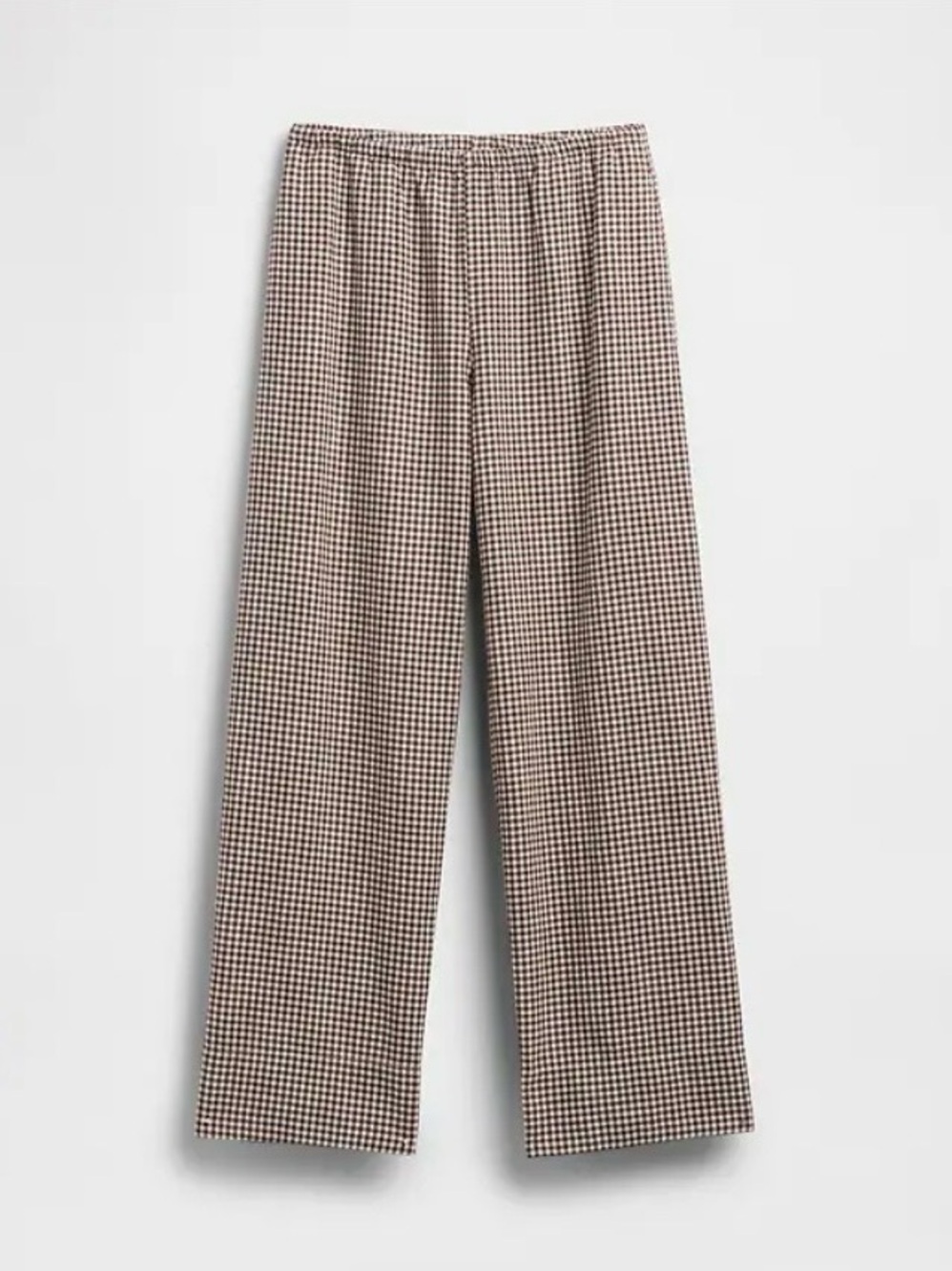 GAP Wide-Leg Gingham Pants in Brown/White, S